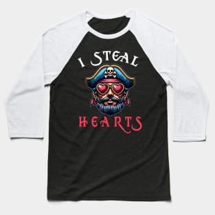 I steal your heart funny pirate Valentine's Day Baseball T-Shirt